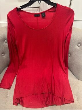 Vibrant Red Long Sleeve Scoop Neck Top